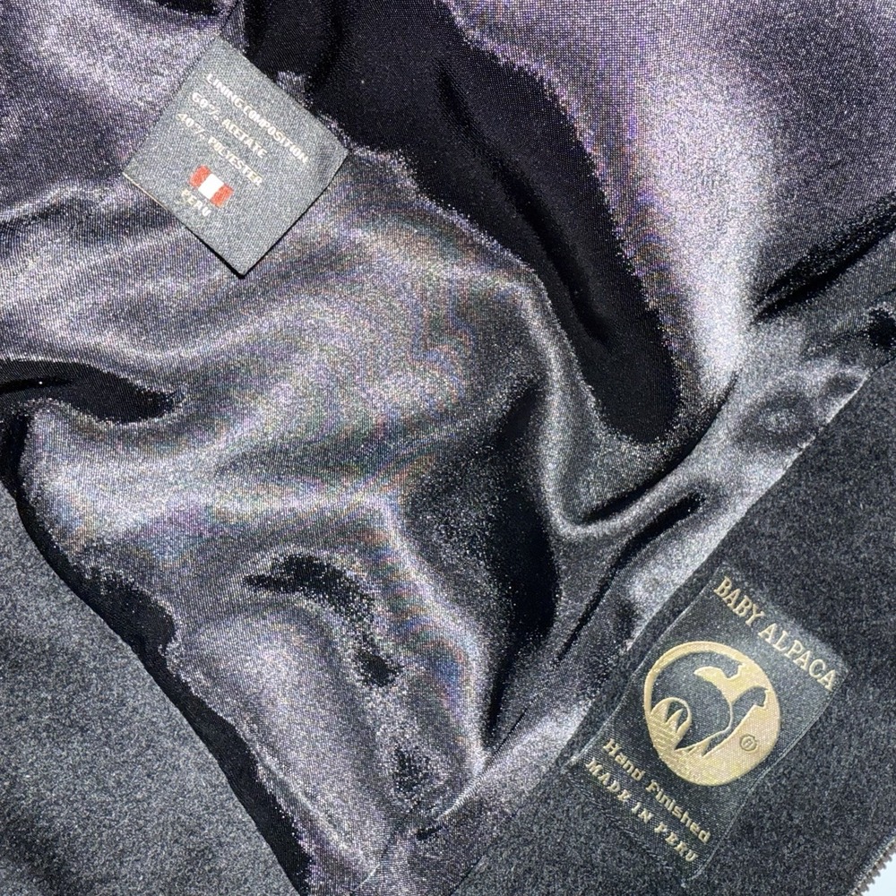 Peruvian Link Collection Baby Alpaca Wool Large Jacket Black Made In Peru RARE - Picture 7 of 8